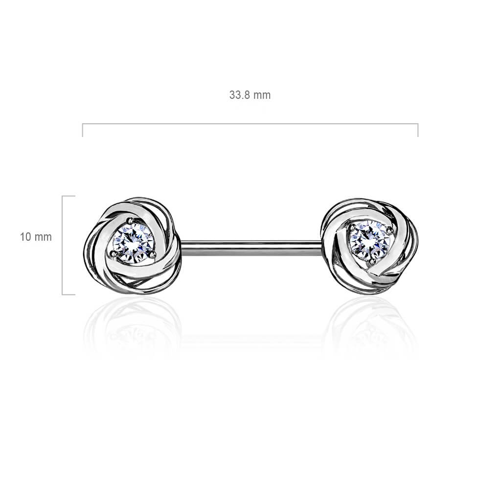 Nipple Piercing Rose Zirconia Gold Silver