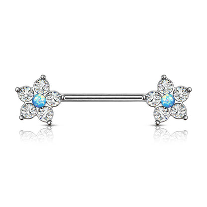 Nippelpiercing Blume Zirkonia Silber