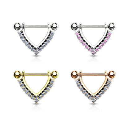 Nipple Piercing Wreath Triangle dangle Zirconia