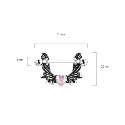 Nipple Piercing Angel Wings Heart Zirconia