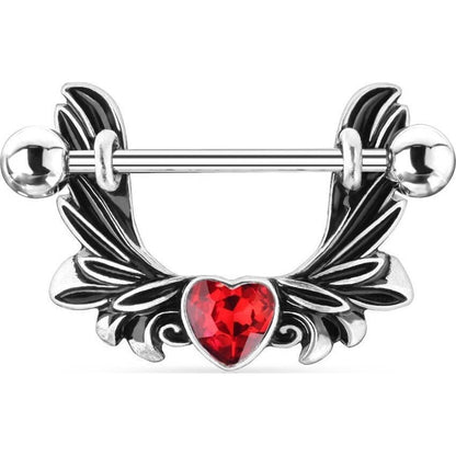 Piercing Capezzolo Ali d´angelo con cuore in zircone