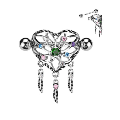 Nipple Piercing Dream Catcher Shield Zirconia Silver