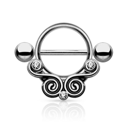 Nipple Piercing Zirconia Swirls Round