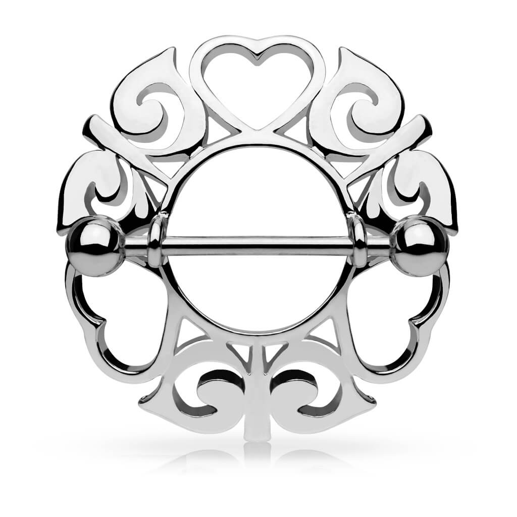 Nipple Piercing Heart Tribal Round