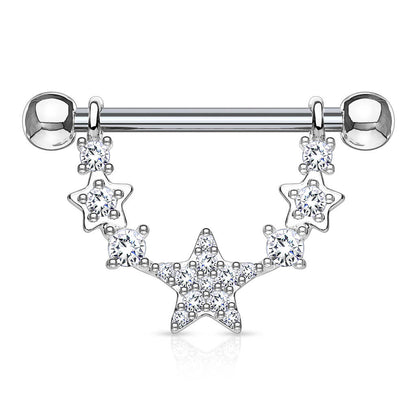 Piercing Capezzolo Pendente con stelle di zirconi