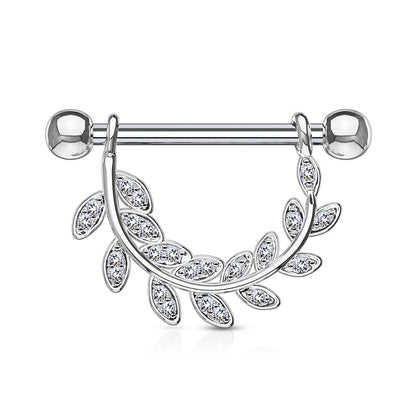 Nipple Piercing Leaves hanging Zirconia