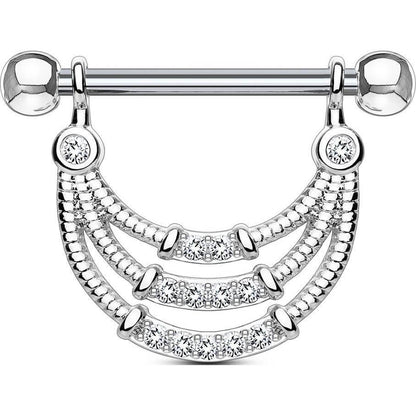 Nipple Piercing Triple Line dangle Zirconia