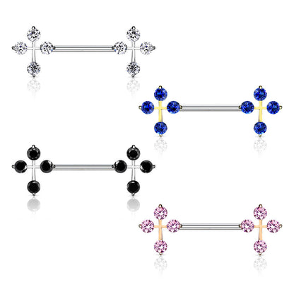 Nippelpiercing Kreuz Zirkonia