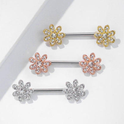 Nippelpiercing Blumen Zirkonia