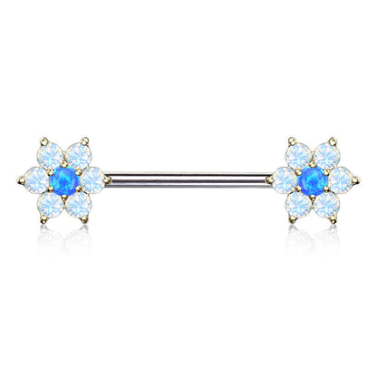 Nippelpiercing Blume Opal