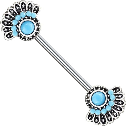 Nipple Piercing Turquoise Tribal