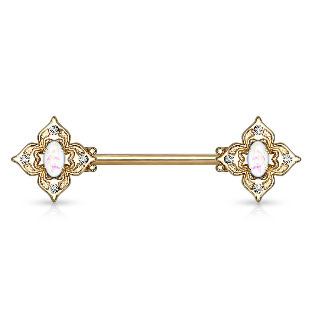 Nipple Piercing Flower Zirconia Opal