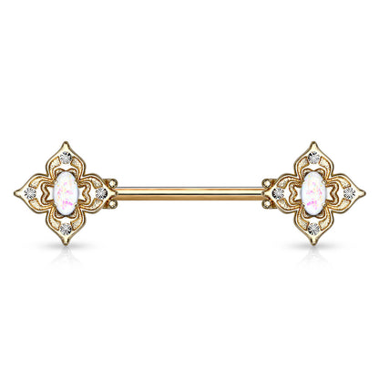 Nipple Piercing Flower Zirconia Opal