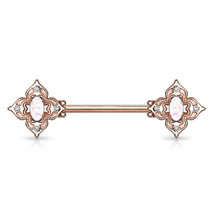 Nippelpiercing Blume Zirkonia Opal