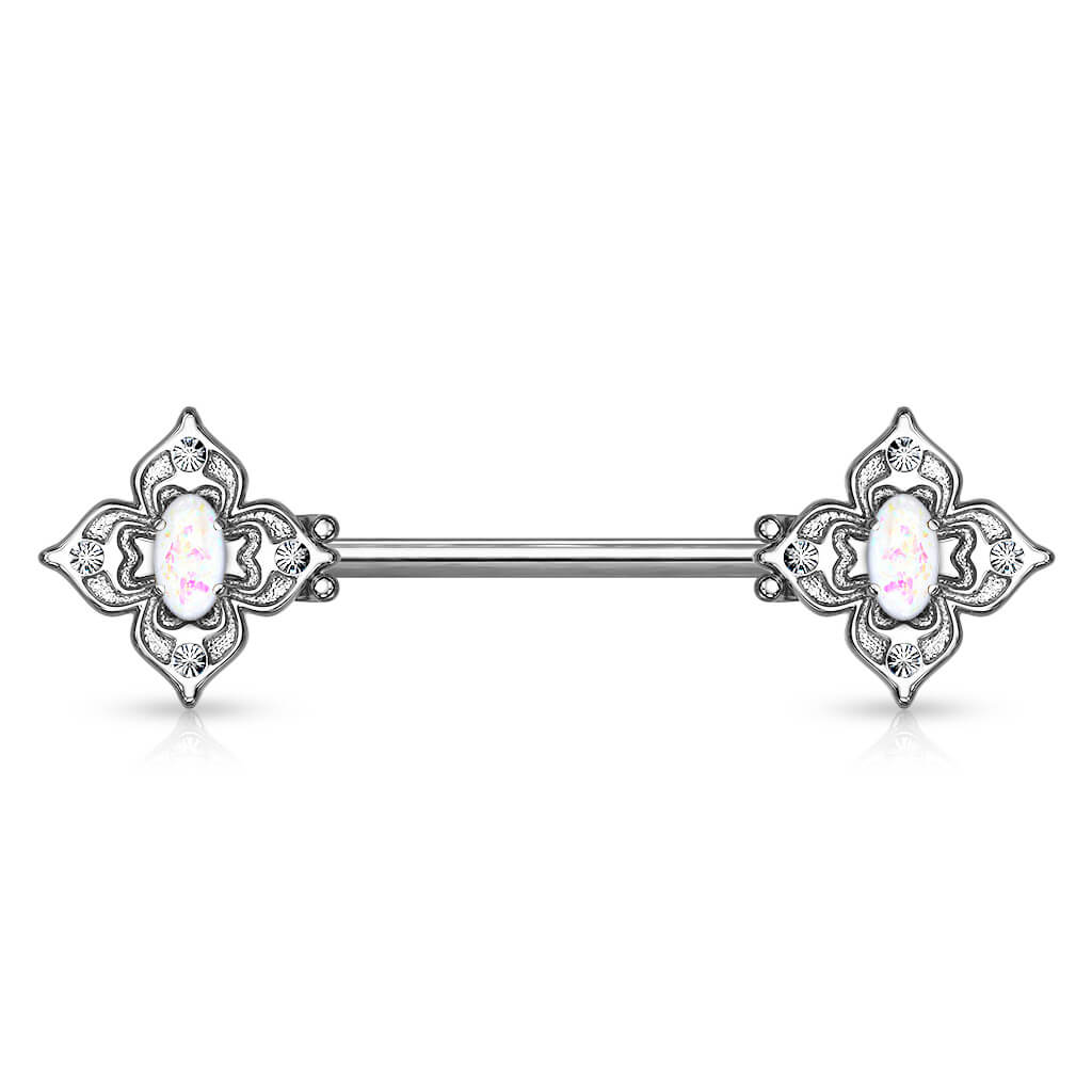 Nipple Piercing Flower Zirconia Opal