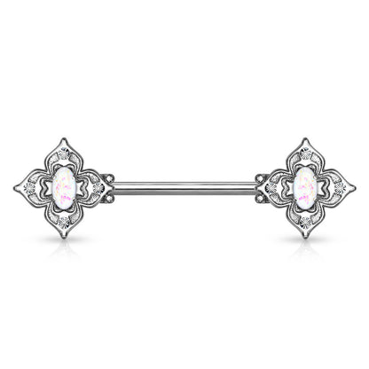 Nipple Piercing Flower Zirconia Opal