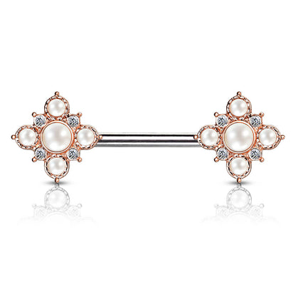 Nipple Piercing Flower Pearls Zirconia