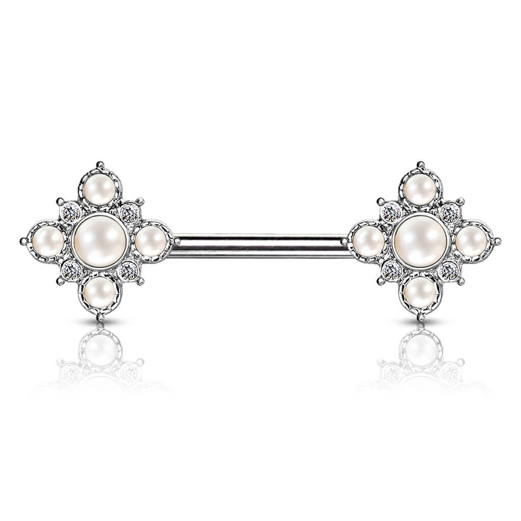 Piercing Capezzolo Fiore di perle e zirconi