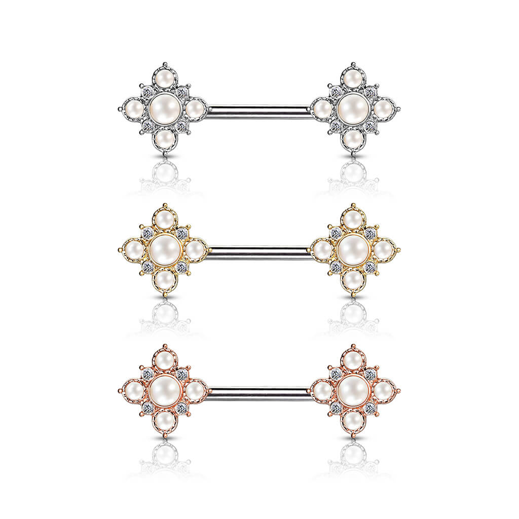 Nipple Piercing Flower Pearls Zirconia