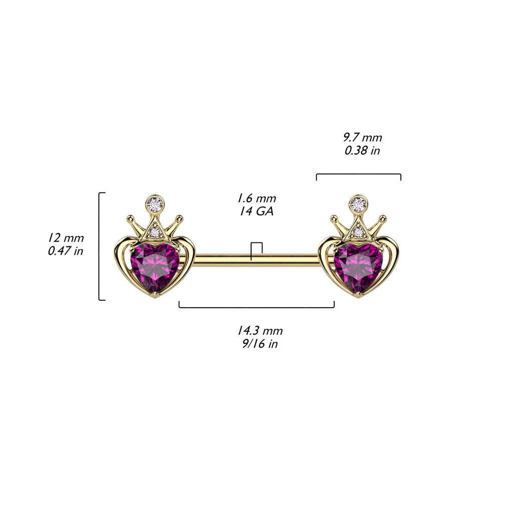 Nipple Piercing Heart Crown Zirconia