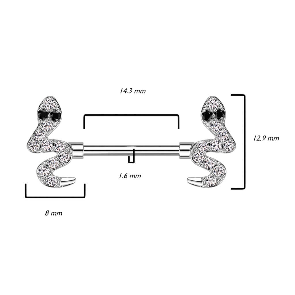 Piercing Capezzolo Serpente di zirconi