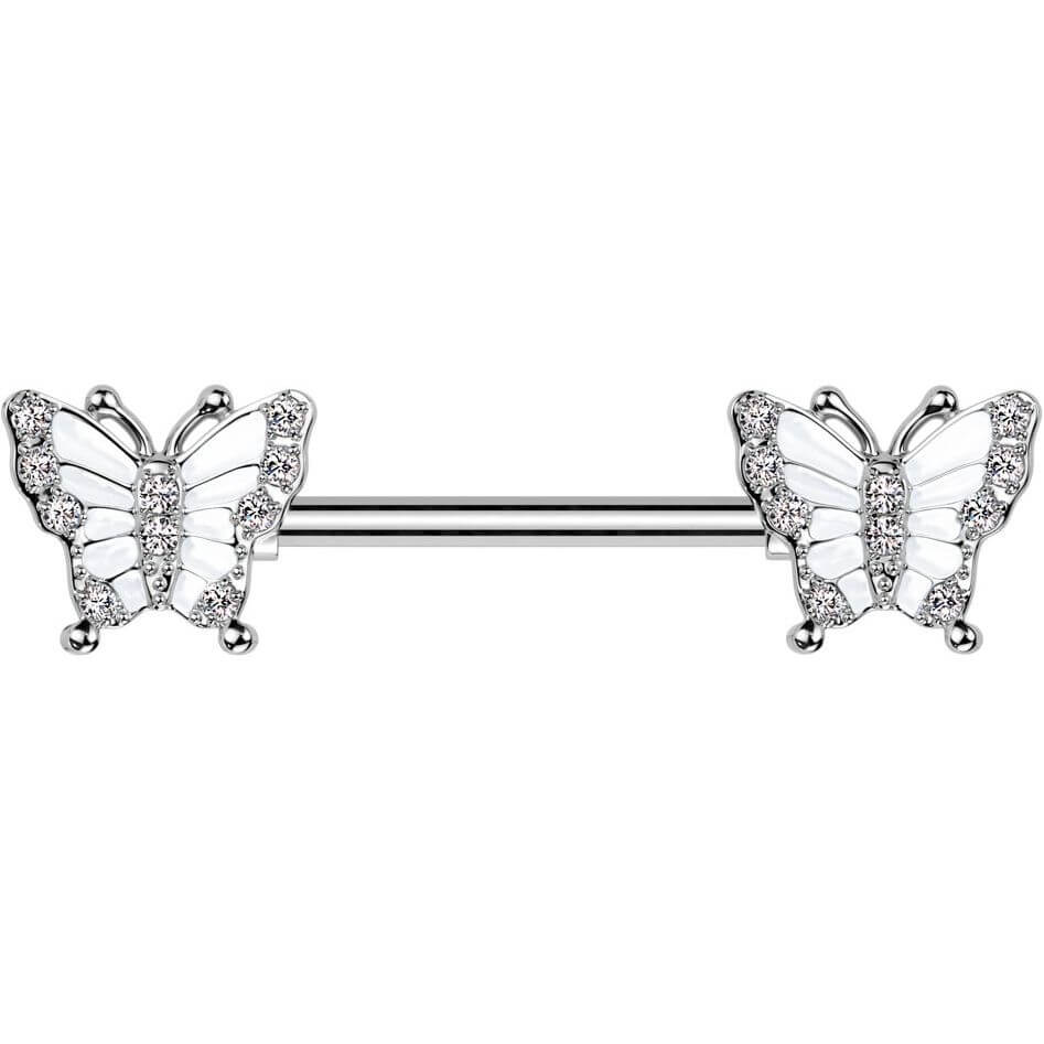 Barbell butterfly zirconia