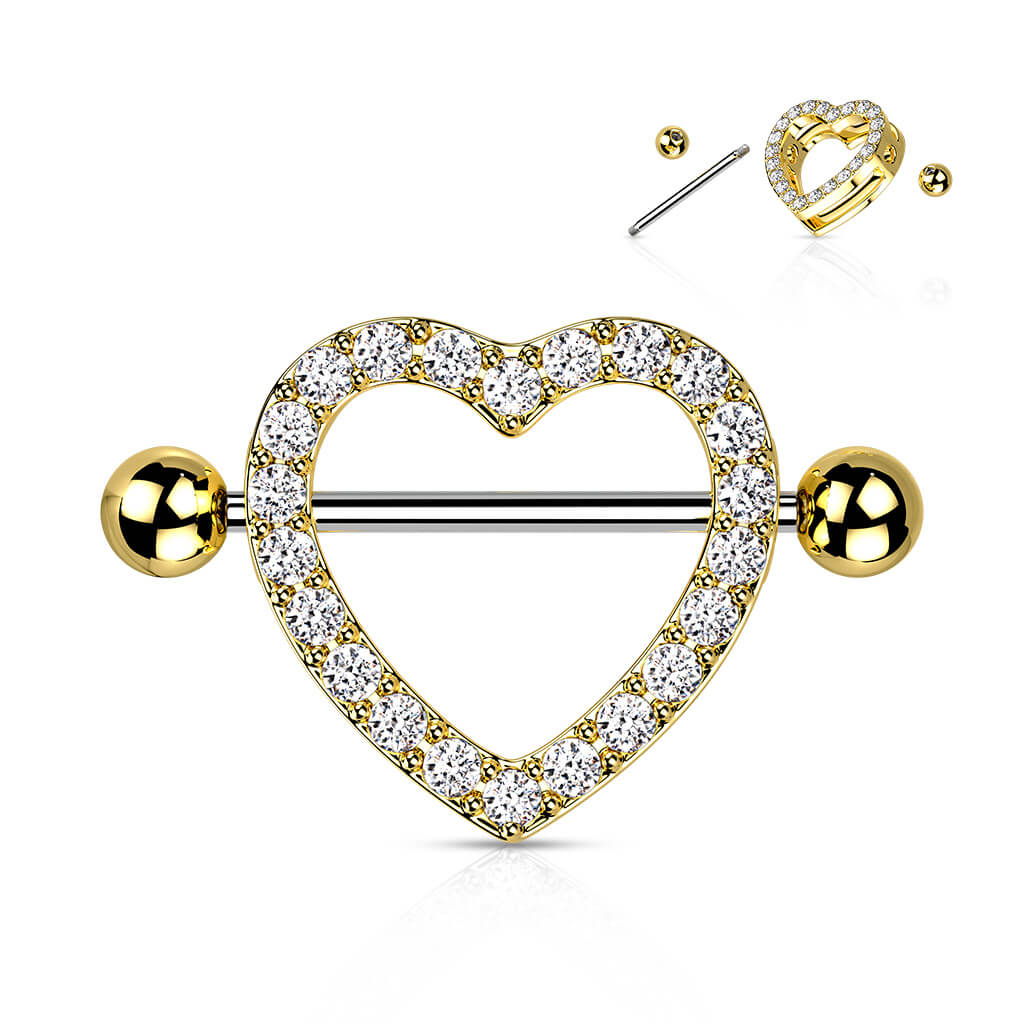 Piercing Capezzolo Cuore di zirconi