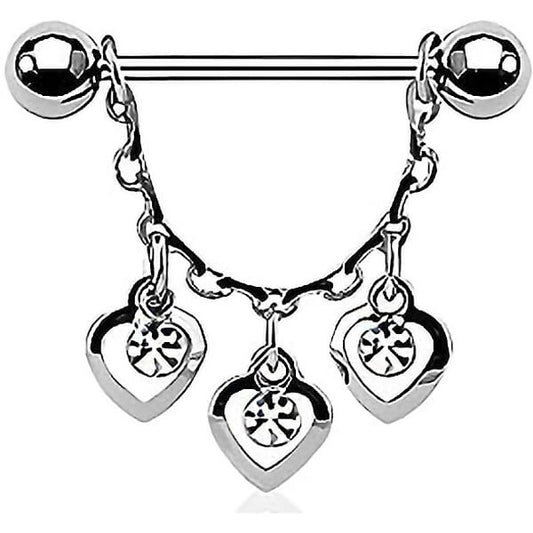 Téton Pendentif Chaine Cœur Zircone Argent