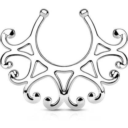 Fake Nippelpiercing Tribal Herzen Silber Biegbar