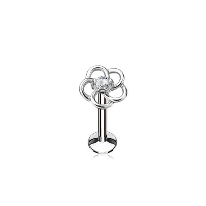 Labret Fleur Zircone Filetage Interne