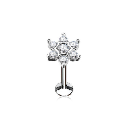 Labret Blume Zirkonia Innengewinde