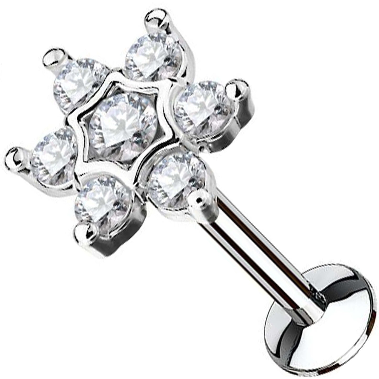 Labret Flower Zirconia Internally Threaded