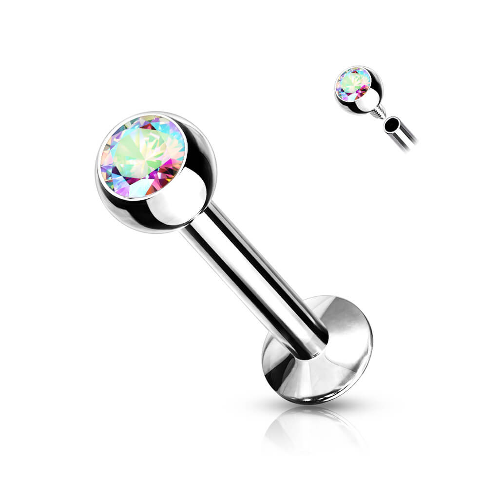 Labret Zirconia Ball Internally Threaded