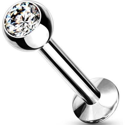 Labret Zirconia Ball Internally Threaded