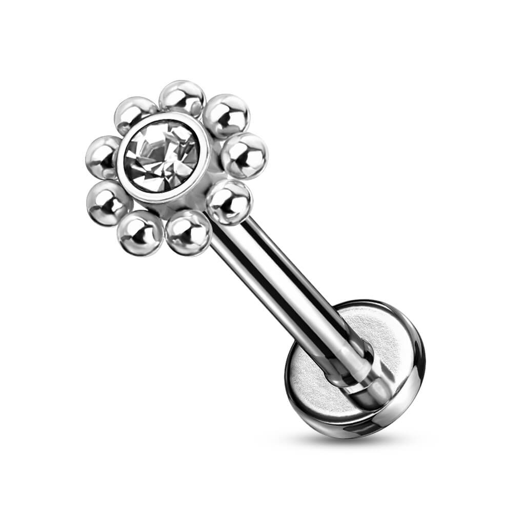 Labret Blume Zirkonia Innengewinde