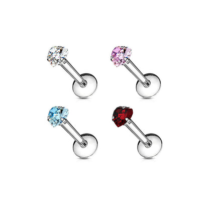 Labret Heart Zirconia Internally Threaded