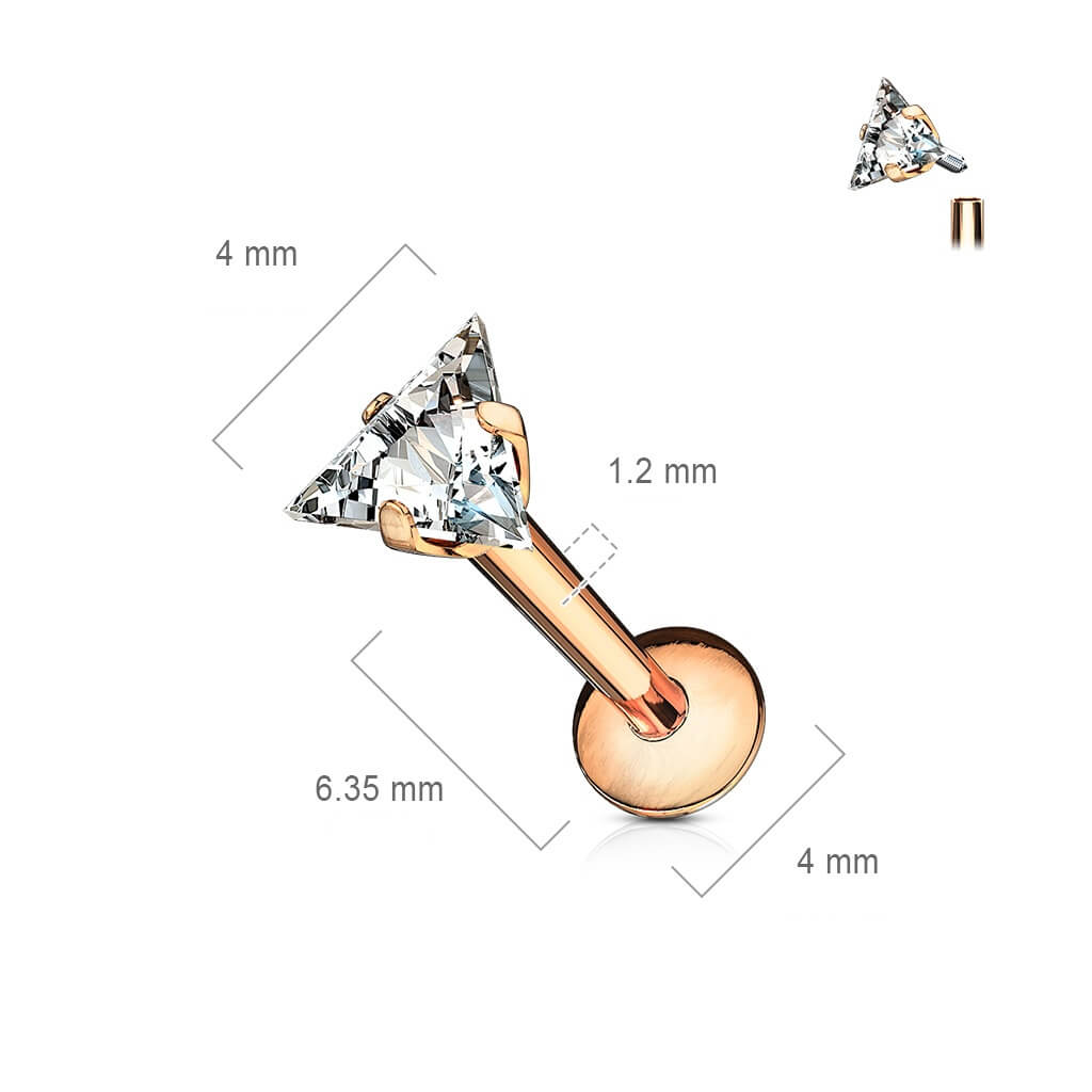 Labret Zircone a triangolo Filettatura Interna