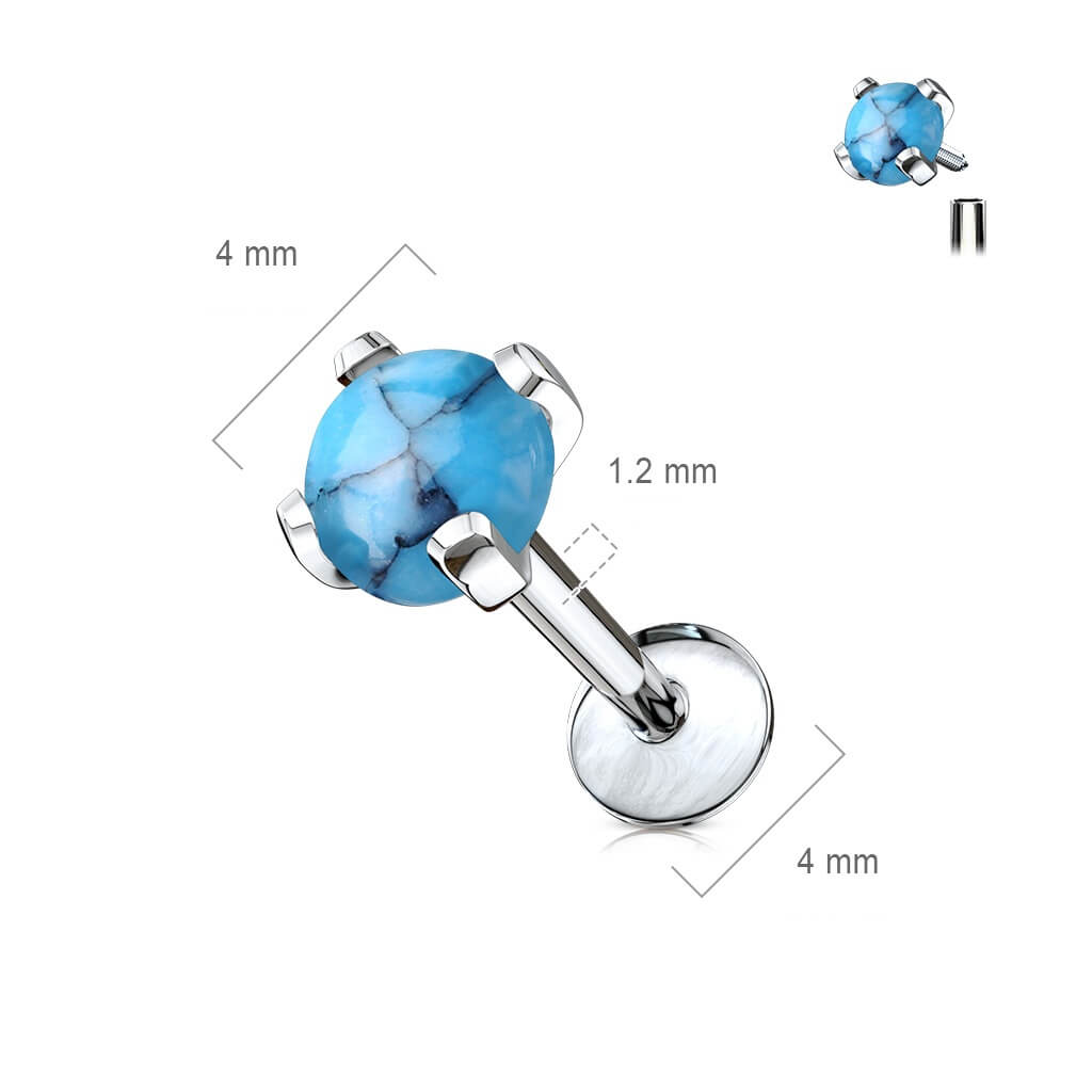 Labret Pietre semipreziose Filettatura Interna