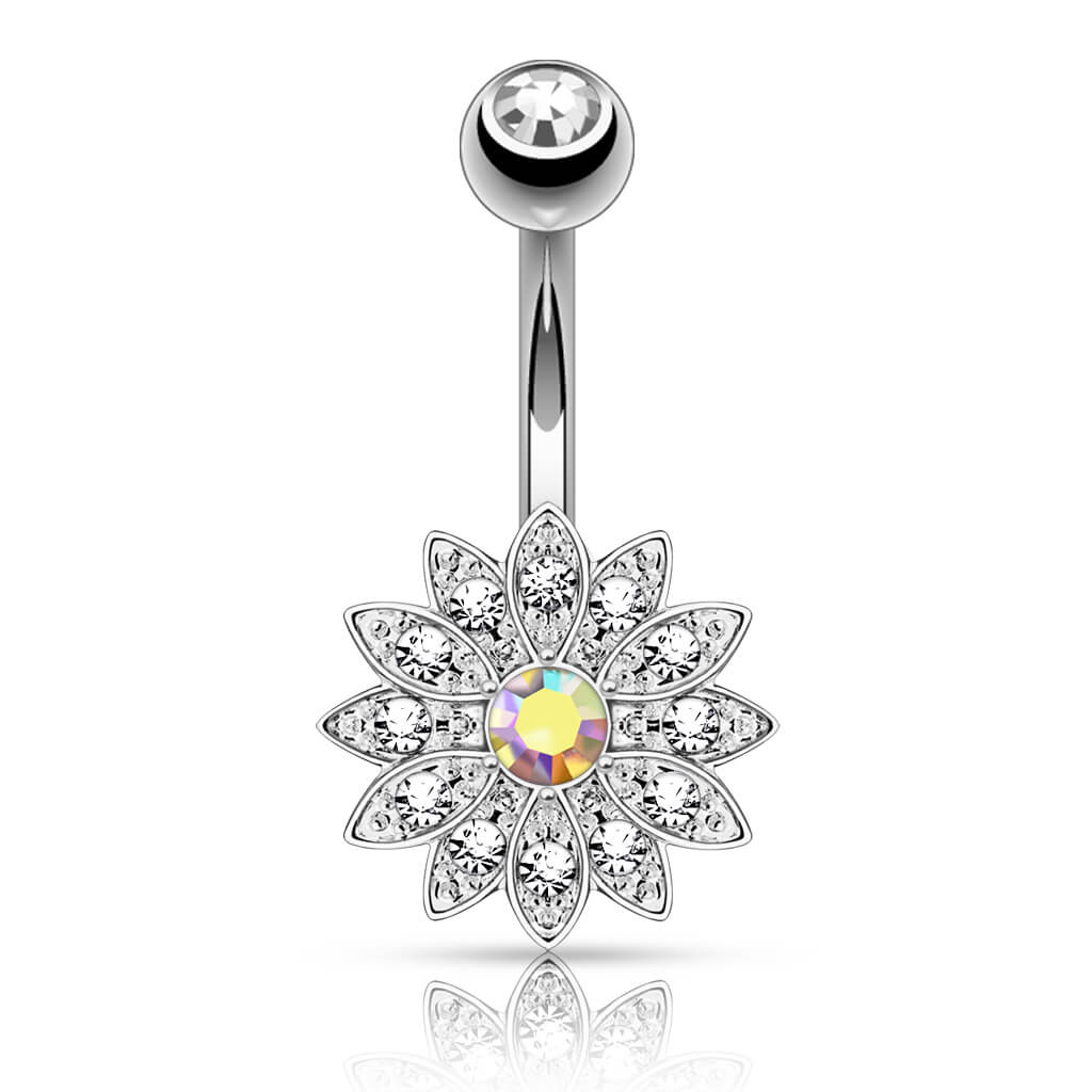 Bauchnabelpiercing Blume Zirkonia