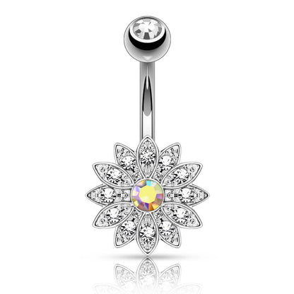 Belly Button Piercing Flower Zirconia