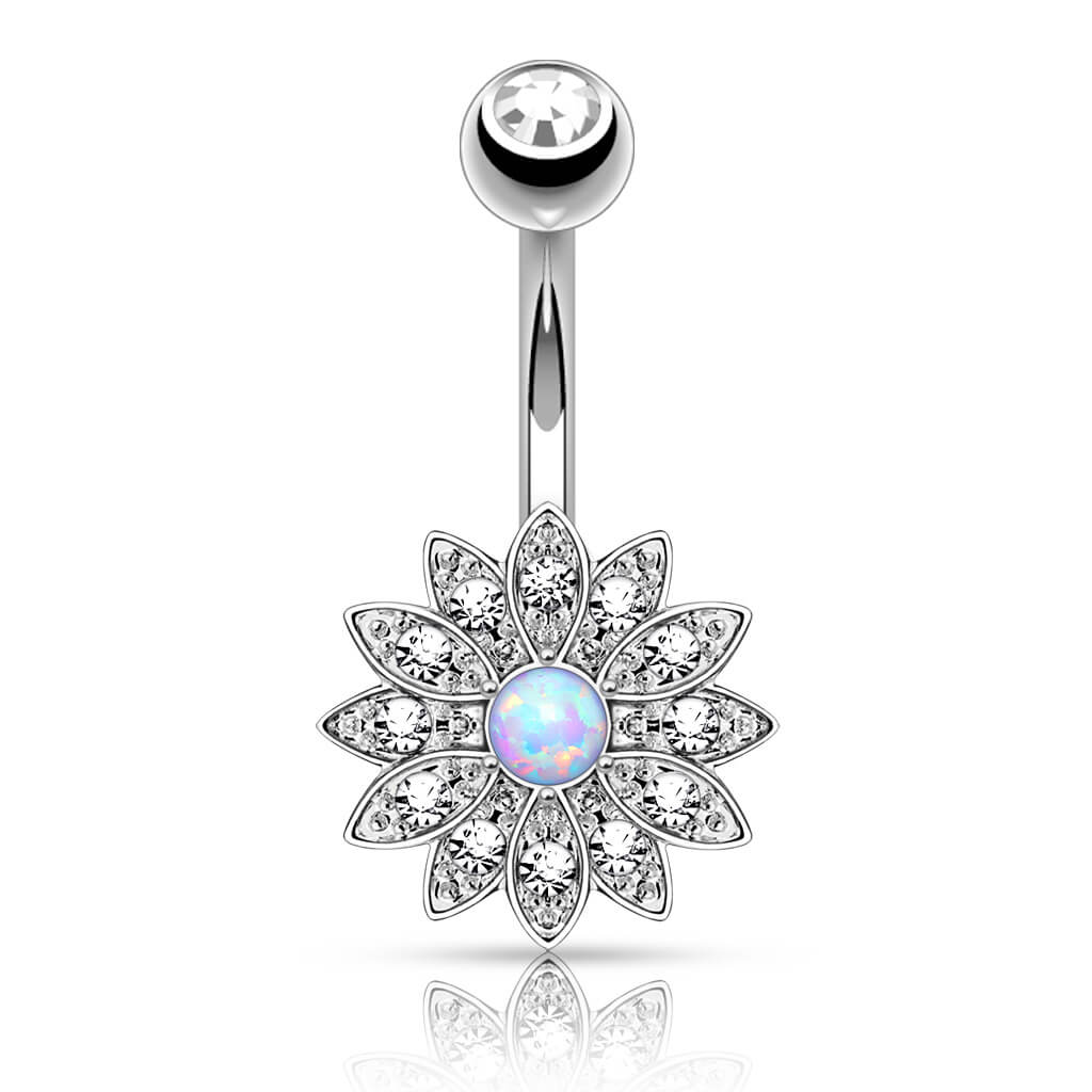 Piercing Nombril Fleur Zircone Opale