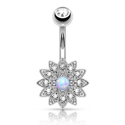 Bauchnabelpiercing Blume Zirkonia Opal