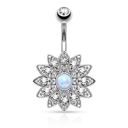 Bauchnabelpiercing Blume Zirkonia Opal