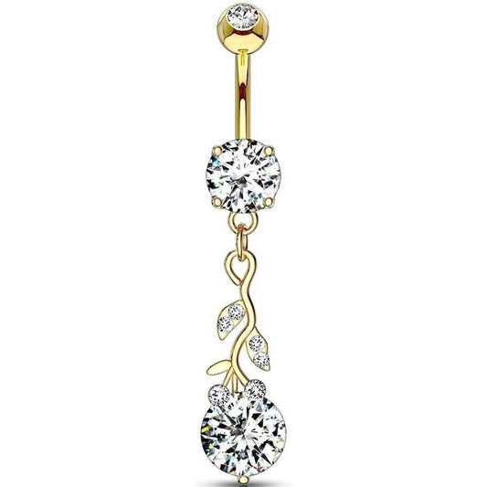 Belly Button Piercing Leaves dangle Zirconia