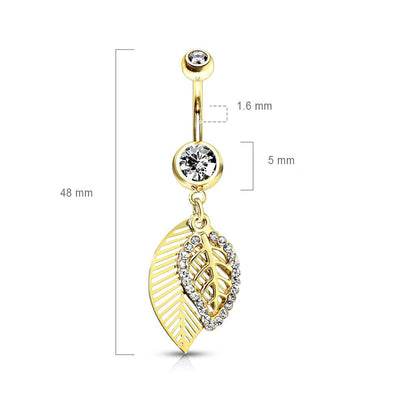 Piercing Nombril Pendentif Feuille Zircone