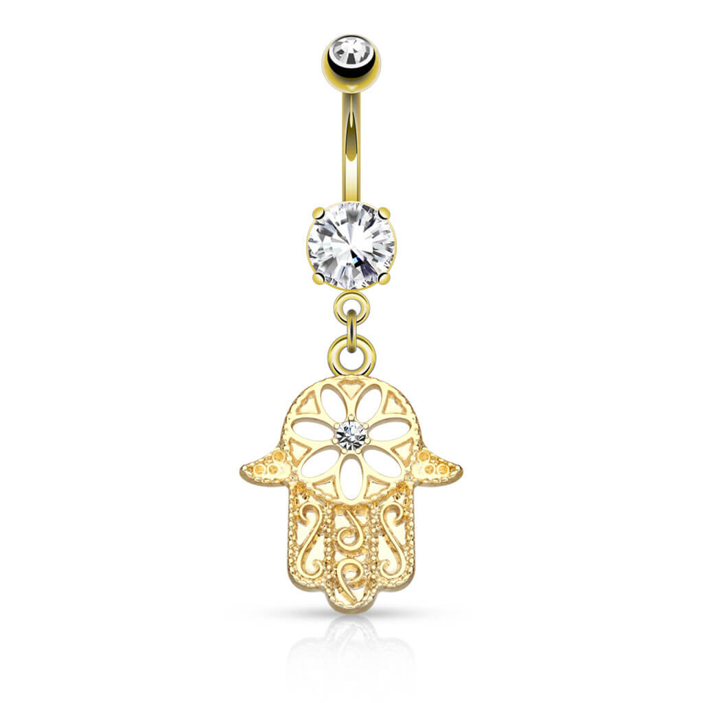 Piercing ombligo Hamsa colgante Circonita