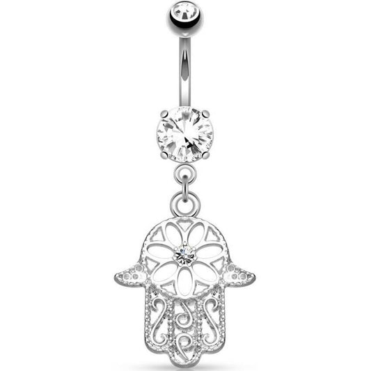 Bauchnabelpiercing Hamsa beweglich Zirkonia