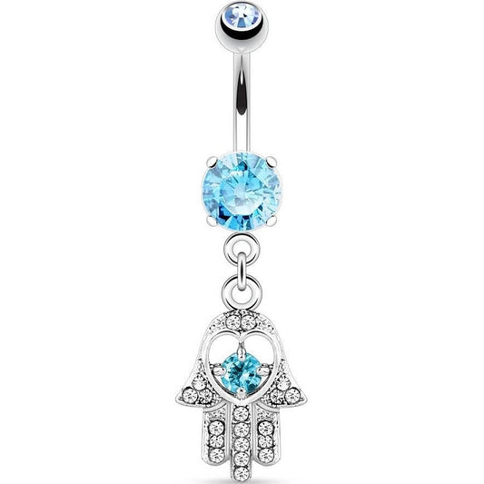 Bauchnabelpiercing Hamsa beweglich Zirkonia Silber