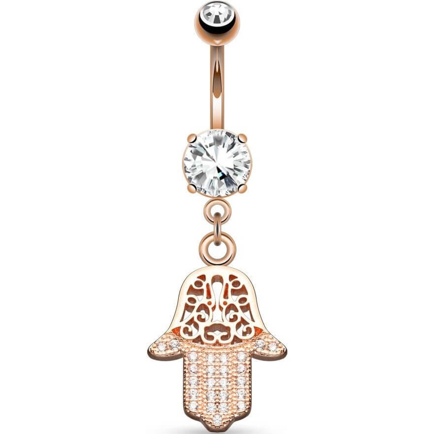 Belly Button Piercing Hamsa dangle Zirconia