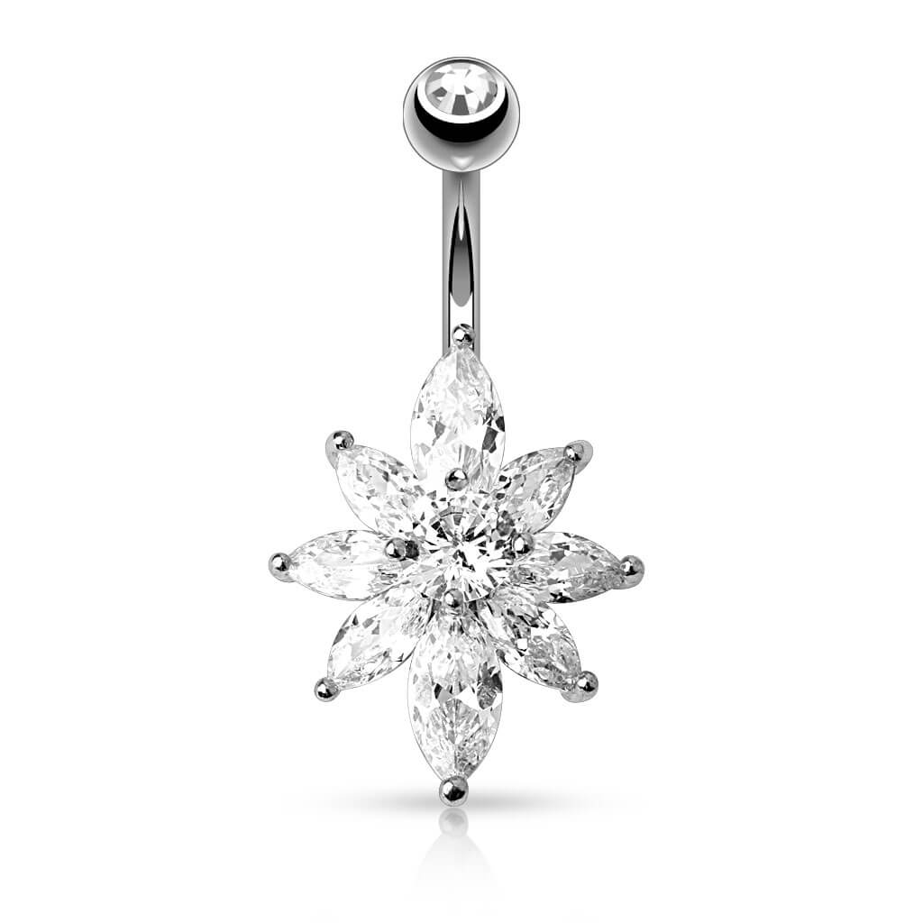 Bauchnabelpiercing Blume Zirkonia